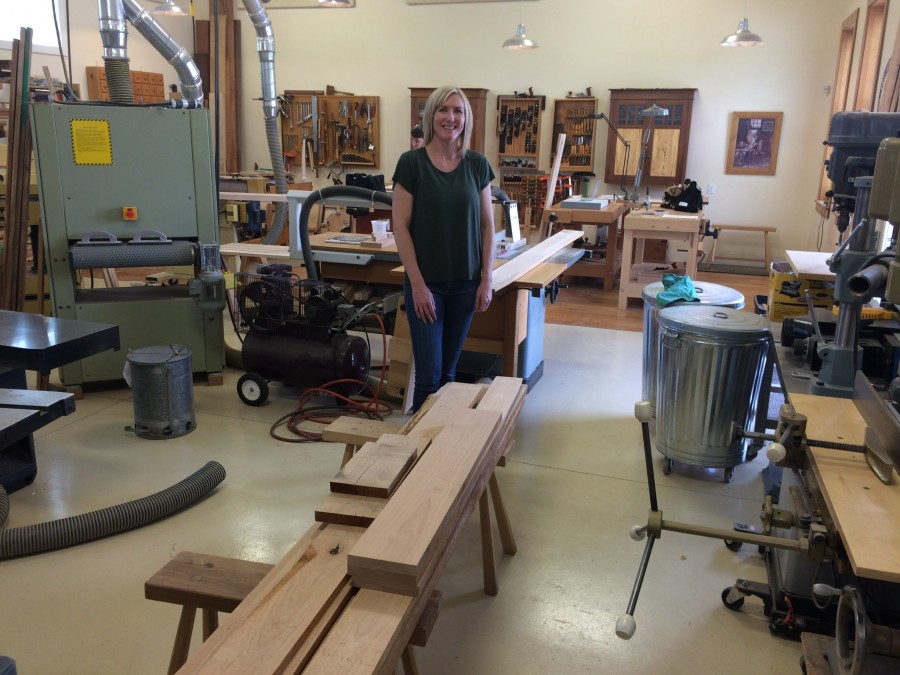 Meet Carrie. She just returned from the hardwood store with alder and spalted cherry for a cabinet she is making.