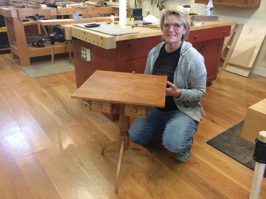 Anj will be part of the summer fun. Here she is with her newly finished Shaker sewing table. This lovely table was a gift for her mother on Mother's Day.