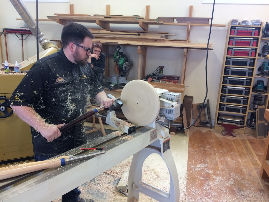 Marcus demonstrating face plate turning of the seat.