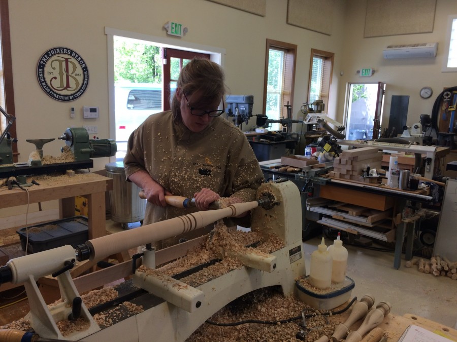 Sandra making quick work on this spindle.